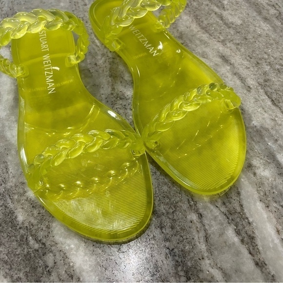 NWOT Stuart Weitzman Neon Electric Lime Braida Sawyer Jelly Sandals Size 9 - Picture 6 of 11